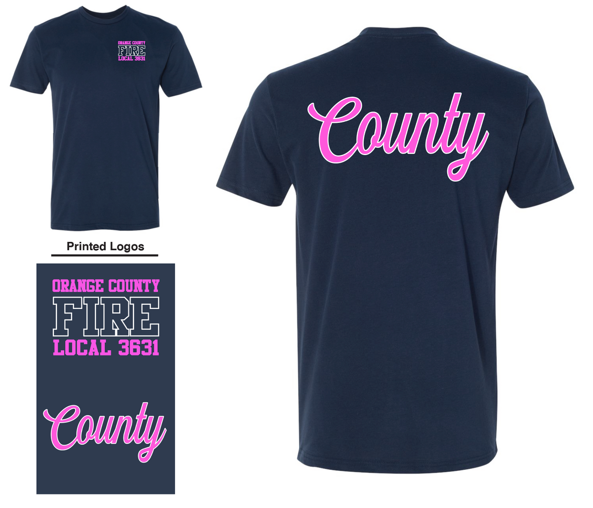 Local 3631 Breast Cancer Awareness "COUNTY" T-shirt Pre-Sale