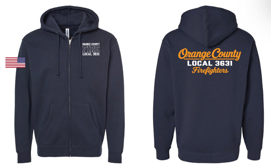 OC Local Firefighter Classic Script Zipper Hoodie